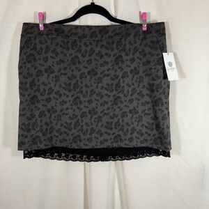 Jessica Simpson Dark Leopard Spot Print Mini Skirt Lace Black/Grey Sz 11/12 NWT